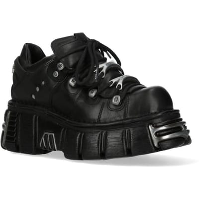 New Rock - Gothic Veterschoenen - METALLIC M-120N-C26 - EU36 tot EU47 - zwart