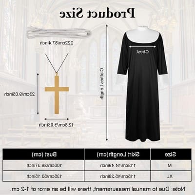 Middeleeuwse Non Kostuum met Gespleten Muts en Halsketting - Perfect voor Halloween en Carnaval Cosplay