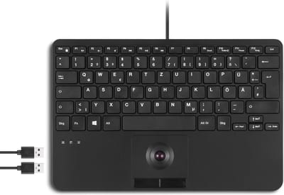 Perixx Periboard 526 - Compact Toetsenbord incl. trackball - Stille Scissor toetsen - 2 usb poorten - Bedraad - QWERTY/US