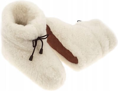 Wollen Sloffen - Winter Pantoffels 100% ECHT Lamswol en Leer - MAAT 39 - Leren Zooltjes - Handgemaakte Slofjes - Kleur Crème