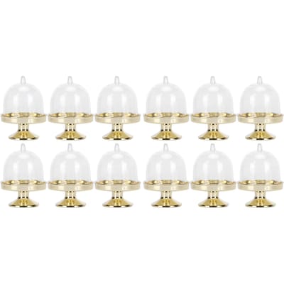 Lot de 12 mini boîtes à bonbons, présentoirs à gâteaux, cupcakes, bonbons, avec couvercle, fournitures de fête, fond doré or