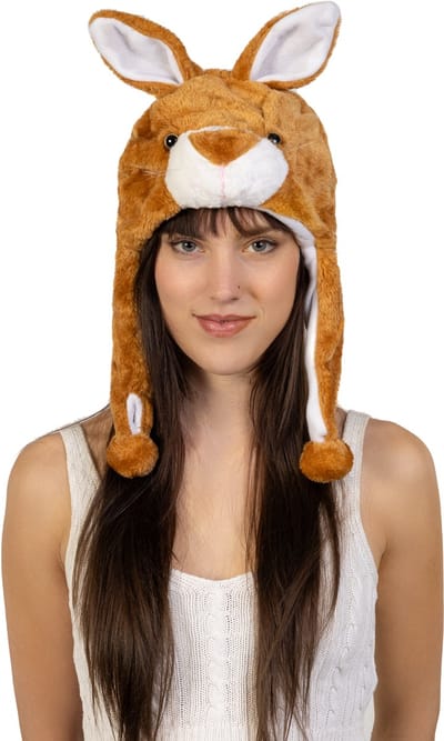 KIMU® Muts Flappen Bruin Konijn - Laplander met Oortjes Paashaas Konijntje - Bontmuts Kinderen of Volwassenen met Klein Hoofd - Pasen Flapmuts Pluche Festival