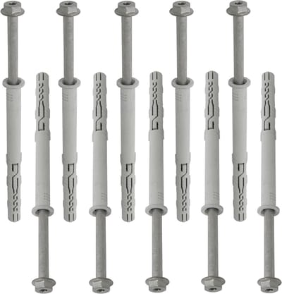 Kunststof pluggen set - Betonpluggen met schroef - Beton en steen - Met flens tegen wegglijden - 12x140mm pluggen