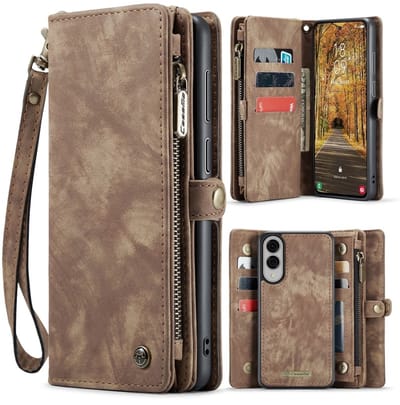Caseme Geschikt voor Samsung Galaxy S25 Edge hoes - Vintage 2 in 1 portemonnee - Bruin