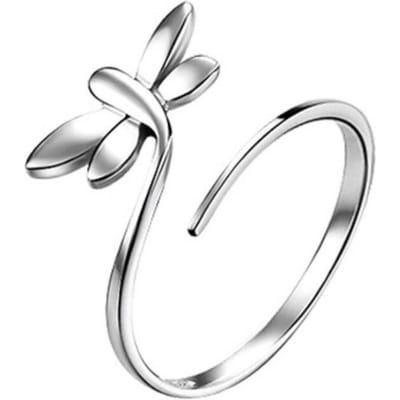 Mode Creatief Verfijnd Eenvoudig Insect 925 Sterling Zilver Sieraden Persoonlijkheid Openen Verstelbaar Libelle Ringen R297 white