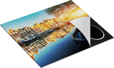 Chefcare Inductie Beschermer Amsterdamse Gracht bij Zonsondergang - 60x50 cm - Afdekplaat Inductie - Kookplaat Beschermer - Inductie Mat