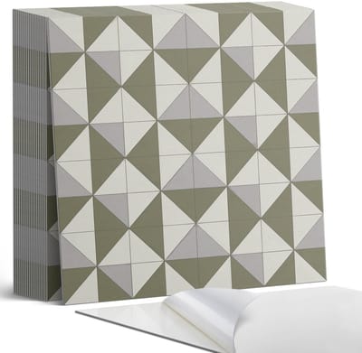 Coloray Plaktegels - Geometrisch driehoekspatroon Zelfklevende Tegels - 20 cm x 20 cm - Grijs Plaktegels - 20 stuks - Vierkant PVC Tegels - Plaktegels Badkamer - Plaktegels Vloer - Vinyltegels Vloer Zelfklevend - Wandtegel Zelfklevend