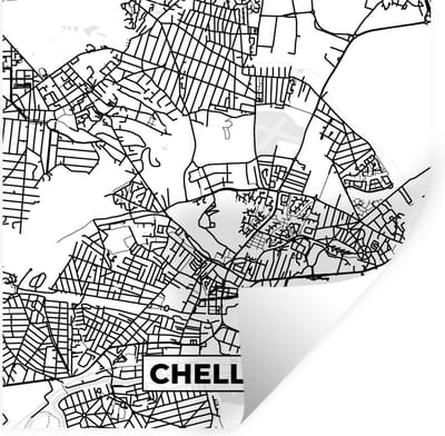 Muurstickers - Sticker Folie - Frankrijk - Plattegrond - Chelles - Stadskaart - Kaart - Zwart wit - 100x100 cm - Plakfolie - Muurstickers Kinderkamer - Zelfklevend Behang XXL - Zelfklevend behangpapier - Stickerfolie