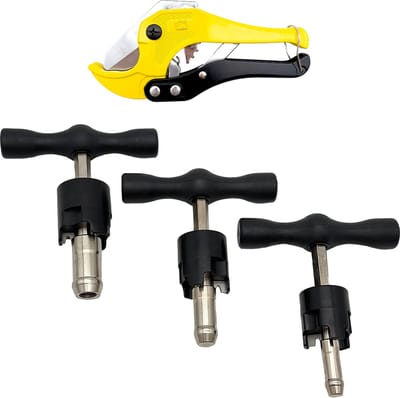 Somstyle Knip & Ontbraam Set voor Meerlagenbuis - Knippen tot 42 MM - Kalibreren 16, 20 & 25/26 MM - Ontbramer - Buizensnijder - Pijpsnijder - Zwart & Geel