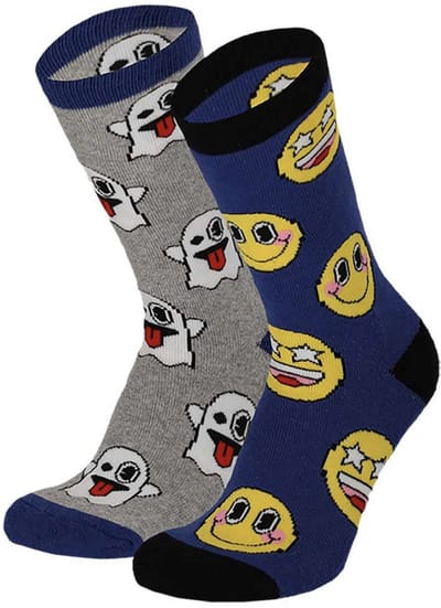 Apollo - Jongens - Sokken - Antislip - Smiley's - Blauw - 2-pack - Maat 23/26