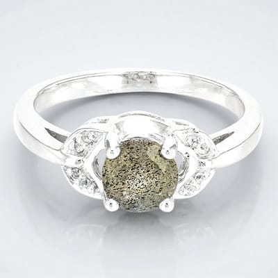 Cavill - Zilveren ring met 0,65 ct Spectroliet en 0,032 ct witte Topazen - 925 Sterling Zilver - Elegant rond geslepen damesring maat 17