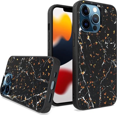 LuxeBass Siliconen hoesje met print geschikt voor Apple iPhone 14 Pro - Marmer Black - telefoonhoes - gsm hoes - telefoonhoesje