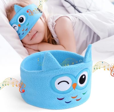 Kinderen Slaapmasker, 100% Opaque, Bluetooth Hoofdband, Schattig en Zacht Oogmasker, Draadloos voor Volwassenen, Ideaal voor Reis en Ontspanning