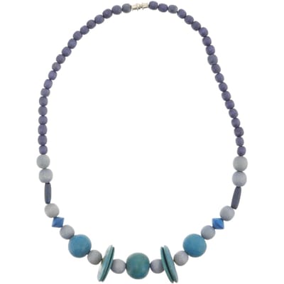 Behave – Ketting – Hout – Blauw;Turquoise;Grijs – 48 cm – Nikkelvrij – Handgemaakt