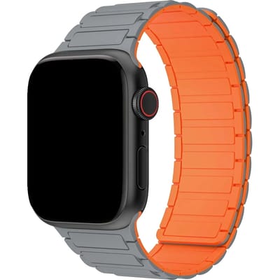 123watches bandje Zyro - siliconen - grijs oranje - 38 · 40 · 41 & 42 mm - Geschikt voor Apple Watch series 1/2/3/4/5/6/7/8/9/10/11/12/SE/SE2/SE3