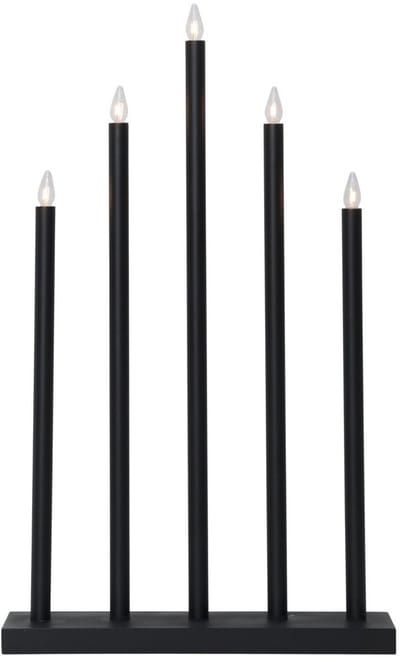 Star Trading Discrete kandelaar 'Holy', minimalistisch design, 5-vlammig, E10-lamp, zwart, H 64cm