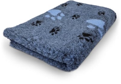 Vet Bed - 3 Kleur Big Paw - Jeans - Antislip Hondenmat - 150 x 100 cm - Jeans - Waterafstotend - Latex Antislip - Benchmat Hond - Hondendeken - Hondenkleed - Machinewasbaar