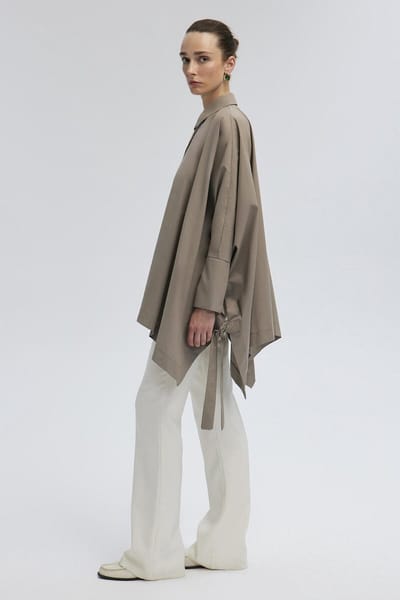 Touché Privé - Oversized blouse met strikdetail - Taupe - Dames