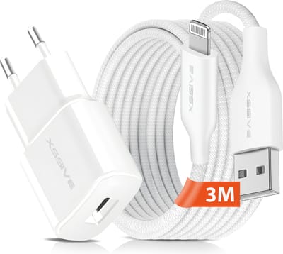 Oplader met 3 Meter Kabel - Geschikt voor AirPods, iPhone met Apple Lightning aansluiting