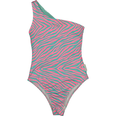 1-delig meisjes zwempak Paper Boat Minty Waves Asymmetric