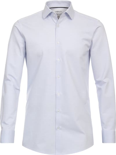 VENTI modern fit overhemd - jersey - blauw - Strijkvrij - Boordmaat: 38