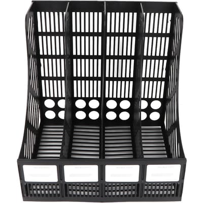 Documentenhouder met 4 vakken, bureau-organizer, kantoorartikelen black