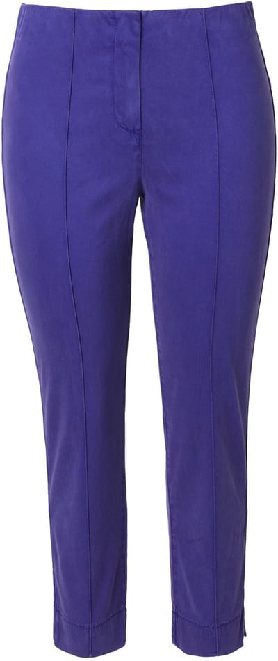 Ulla Popken - Dames - Broek biezen smalle broekspijpen elastische tailleband - Inktblauw - Maat 42