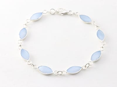 Hoogglans zilveren armband met blauwe schelp
