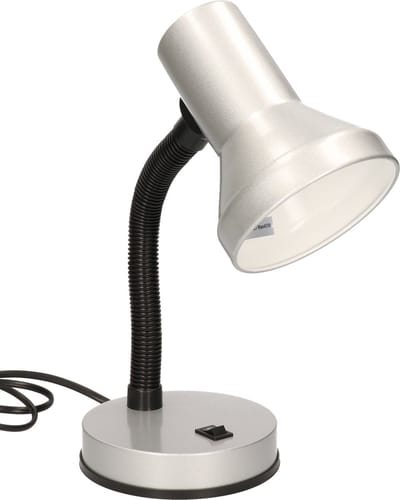 Gerimport Bureaulamp - zilverkleurig - 13 x 10 x 30 cm - Buigbare leeslampen/ tafellampen