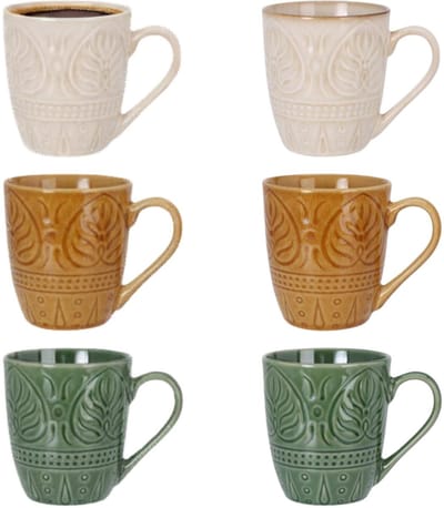 Bellatio Design Koffie / thee mok Mumbai - 6x stuks - multi kleuren - 390 ml - mokken - keramiek