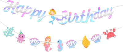 LUQ - Zeemeermin Happy Birthday Slinger Kinderfeestje Slingers Verjaardag Versiering Mermaid Feestartikelen