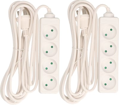 2x Stekkerdoos 4-voudig wit - 5 meter - Witte stekkerdozen - Verlengsnoeren/verlengkabels