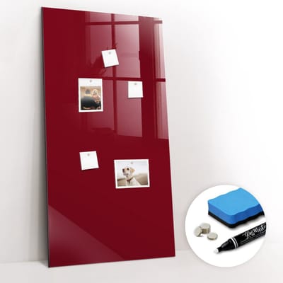 Tulup Whitebord - Bourgondische kleur Magneetbord - 60 cm x 120 cm - Magnet Board - Minimalistisch Prikbord - Magnetisch Bord - Notitiebord Werkplek - Gratis 5 Sterke Magneten + Whiteboard Marker & Wisser - Memobord Keuken - Magneetbord Rechthoekig