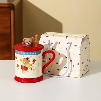 Ster Prins Keramische Waterbeker met Deksel Zomervakantie Cadeau Koppels Mok Cadeau Hoog Mooi Water Geschikt Souvenir 401-500ml