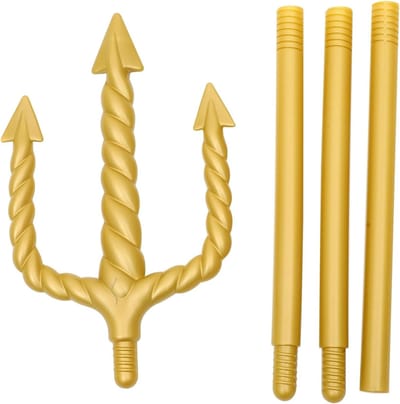 Gouden Trident Kostuum Accessoire voor Halloween, Devil Demon Fork met Afneembare Handgreep voor Cosplay en Feestjes