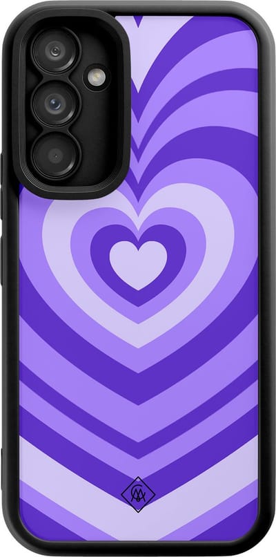 Casimoda® hoesje - Geschikt voor Samsung Galaxy A34 - Hart Swirl Paars - Zwart TPU Backcover - Geen opdruk - Paars