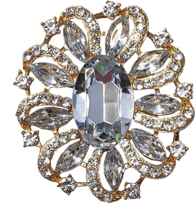 Fako Bijoux® - Broche - Bloem - Ovaal - XXL - 57x65mm - Goudkleurig