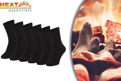 Heat Essentials - Thermo Sokken - Warme Sokken - Huissokken - Dikke Sokken - 6 Paar - Zwart - 39-42