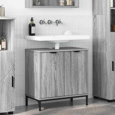 vidaXL - Wastafel - kabinet - voor - de - badkamer - Grijs - Sonoma