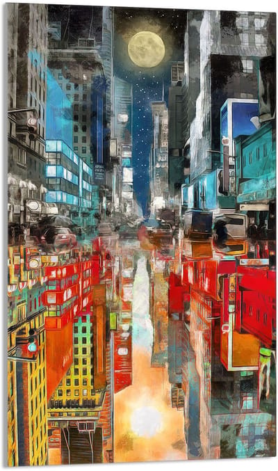 TMK ArtDeko Serie - Glazen Snijplank - 30x52cm - Stad - UV-print