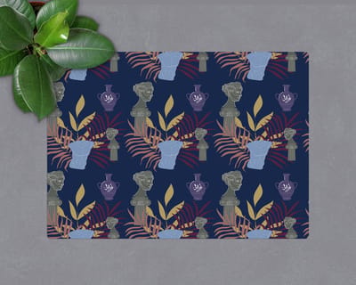 Coloray Vloerbeschermer - Oud-Griekse beeldjes Vloerbeschermer Bureaustoel - 100x70 cm - Veelkleurig Bureaustoelmat - Vloerbeschermer Vinyl - PVC Vloerbeschermer - Rechthoekige Mat - Deel Thema