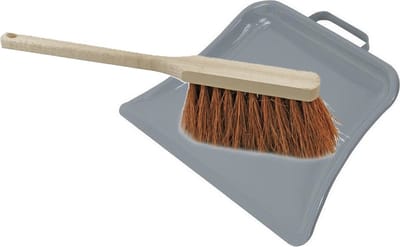 Brumag Stoffer en blik set Dirtmaster - blik metaal - naturel/grijs - 32 x 22 cm - borstel haar hard van 45 cm