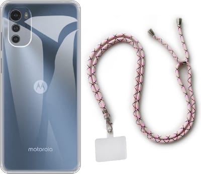 Casemania Hoesje Geschikt voor Motorola Moto E32 & E32S - Transparant & Koord Cosmos - Siliconen Back Cover