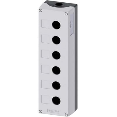 Siemens 3SU1856-0AA00-0AB1 3SU18560AA000AB1 Lege behuizing 6 inbouwplaatsen, Voor bodembevestiging (l x b x h) 285 x 85 x 64 mm Grijs 1 stuk(s)