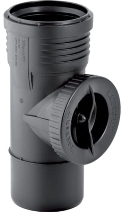 Geberit Silent-PP ontstoppingsstuk 90° met ronde service-opening, 390.727.14.1