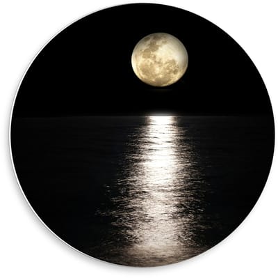 Forex Wandcirkel - Maan boven Water - 50x50cm Foto op Wandcirkel (met ophangsysteem)
