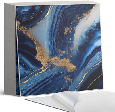 Coloray Plaktegels - Abstract golvend patroon Zelfklevende Tegels - 20 cm x 20 cm - Marine Plaktegels - 20 stuks - Vierkant PVC Tegels - Plaktegels Badkamer - Plaktegels Vloer - Vinyl Tegels - Wandtegel Zelfklevend