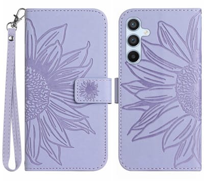 Coverup Hoesje - Geschikt voor Samsung Galaxy A56 Hoesje - Coverup Zonnebloem Book Case met Koord - Lavendel
