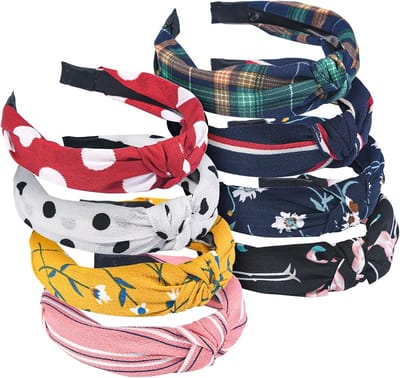 Vintage Yoga Haarband Set voor Vrouwen - 8 Stuks Brede Retro Haarbanden voor Sport en Vrije Tijd