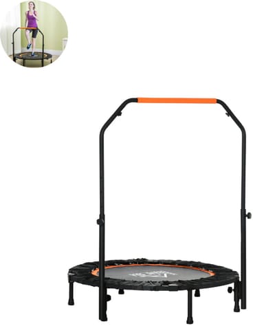 Mini trampoline - Met veiligheidsnet - Fitness - Speelgoed - Klein - Kinderen - Ø102 x 99-123H cm - Zwart